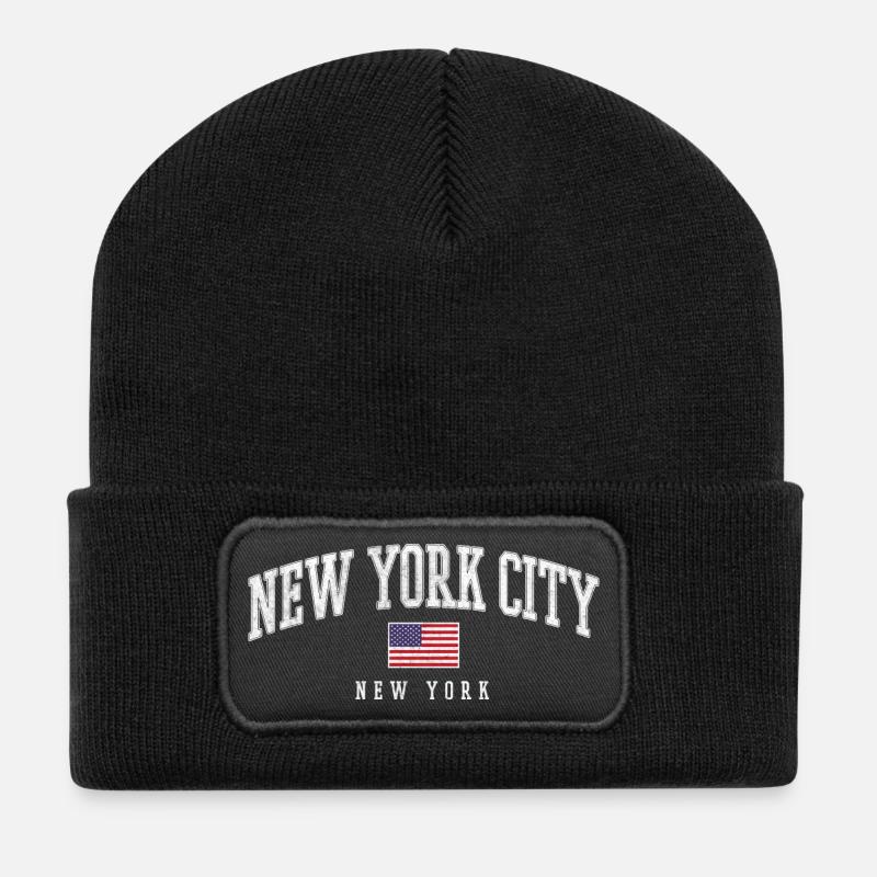 New York City Vintage Crest - Recycelte Patch Beanie - Schwarz