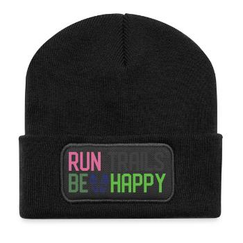 Run Trails Be Happy - Recycled Patch Beanie - black - Front