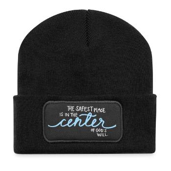 Der sicherste Ort (dunkel) - Recycelte Patch Beanie - Schwarz - Vorne