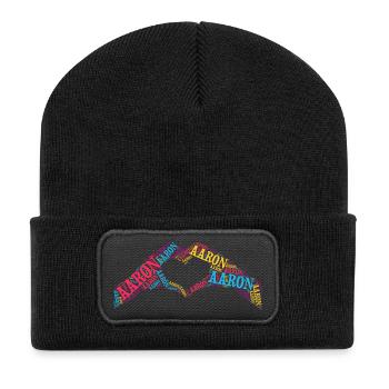 Aaron T-Shirt T-Shirt Wortwolke Herz Hand - Recycelte Patch Beanie - Schwarz - Vorne