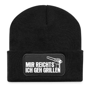 Mir reichts ich geh Grillen - BBQ Essen Design - Recycelte Patch Beanie - Schwarz - Vorne