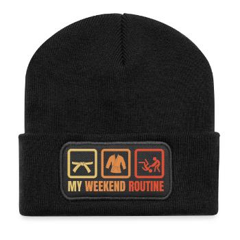 Judo Routine - Recycelte Patch Beanie - Schwarz - Vorne