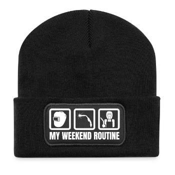 Schweißer Wochenende - Recycelte Patch Beanie - Schwarz - Vorne