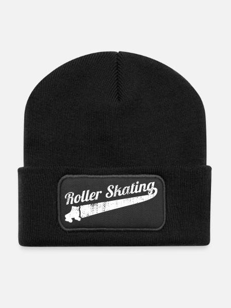 80er Jahre Rollschuhlaufen - Recycelte Patch Beanie - Schwarz