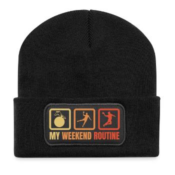 Handballer Wochenende - Recycelte Patch Beanie - Schwarz - Vorne