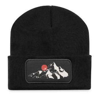 Sunrise Mountain Silhouette - Recycled Patch Beanie - black - Front