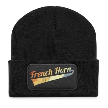 Vintage French Horn - Recycled Patch Beanie - black - Front