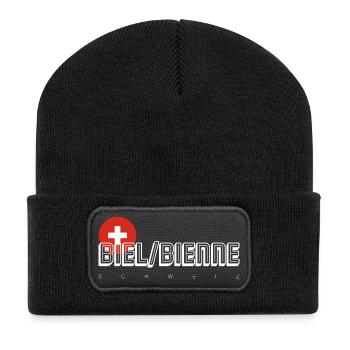Swiss Cross Bold Typography - Recycled Patch Beanie - black - Front