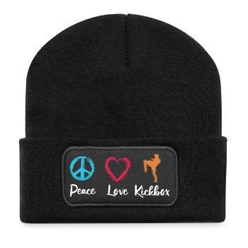 Paix Amour Kickboxing - Beanie recyclé à patch - noir - Devant