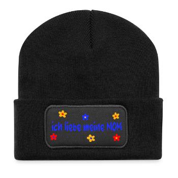 Fête des mères J’aime ma maman - Beanie recyclé à patch - noir - Devant