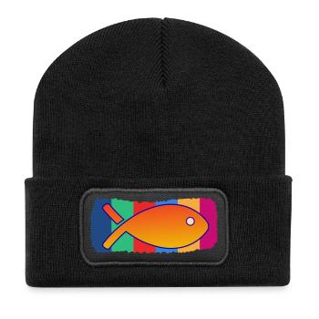 FISH. SARDINE. FISH. APRIL FOOL. SEA - Recycled Patch Beanie - black - Front
