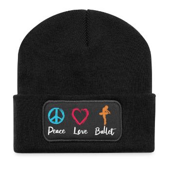 Frieden Liebe Ballett - Recycelte Patch Beanie - Schwarz - Vorne