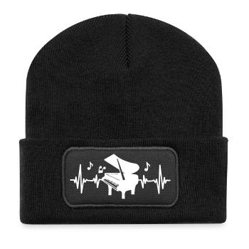 Piano Pianist - Recycelte Patch Beanie - Schwarz - Vorne