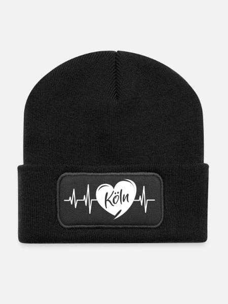 Köln Herzschlag Liebe Herz Puls Symbol Stadt icon - Recycelte Patch Beanie - Schwarz