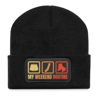 Weekend with roller skates - Recycled Patch Beanie - black - Front