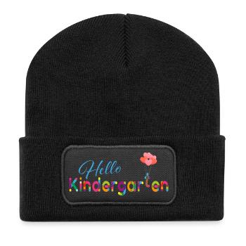 Bonjour la maternelle - Beanie recyclé à patch - noir - Devant