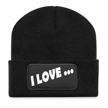 I LOVE ... - Recycelte Patch Beanie - Schwarz - Vorne