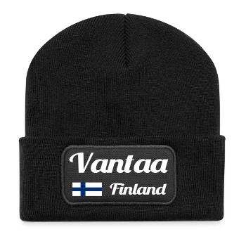 Vantaa Finnland Drucken - Recycelte Patch Beanie - Schwarz - Vorne