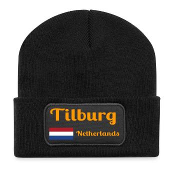 Tilburg, Netherlands- Stylish prints - Recycled Patch Beanie - black - Front