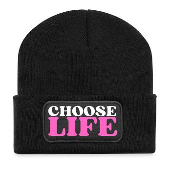 Choose Life - Statement fürs Leben! Was wählst du? - Recycelte Patch Beanie - Schwarz - Vorne