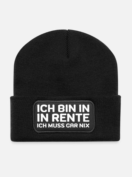 Ich bin in Rente ich muss gar nix Rente Ruhestand - Recycelte Patch Beanie - Schwarz