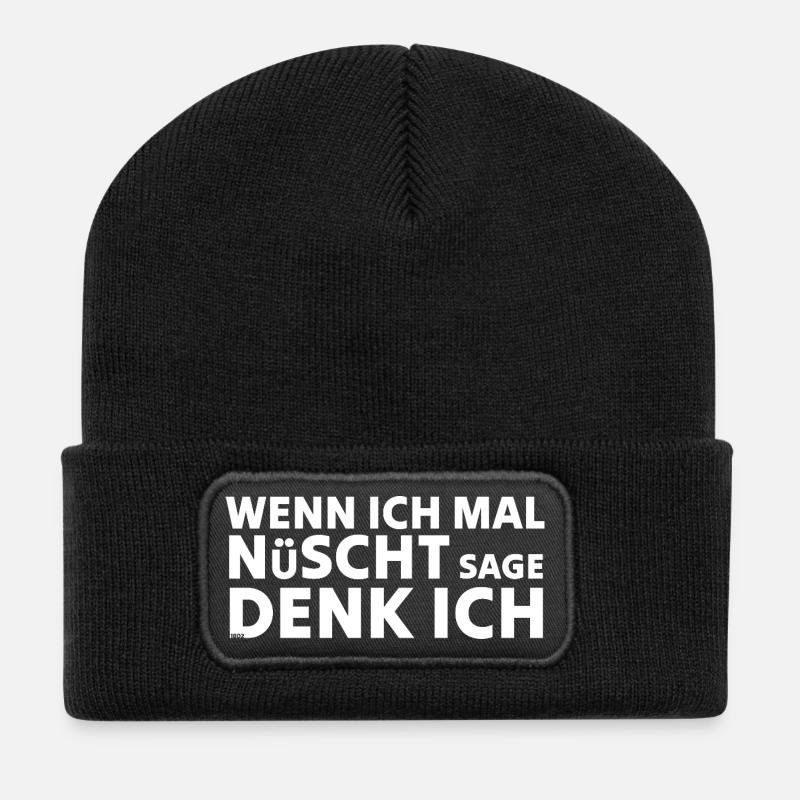 Wenn ich mal nüscht sage denk ich - Recycelte Patch Beanie - Schwarz