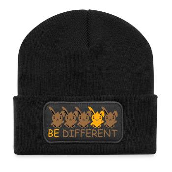 5 Hasen Freunde Unterschied Be Different Anders - Recycelte Patch Beanie - Schwarz - Vorne