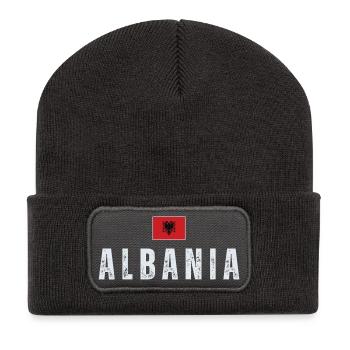 Albanische Flagge, Albanischer Stolz - Recycelte Patch Beanie - Dunkelgrau - Vorne