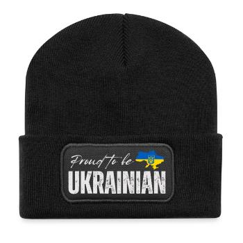 Proud Ukrainian, I love Ukraine - Recycled Patch Beanie - black - Front