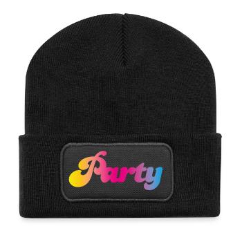 Party Verlauf feiern Mallorca farbenfroh Farbe Fun - Recycelte Patch Beanie - Schwarz - Vorne