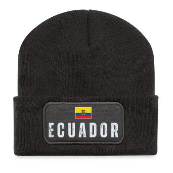 Ecuador-Flagge, ich liebe Ecuador - Recycelte Patch Beanie - Dunkelgrau - Vorne