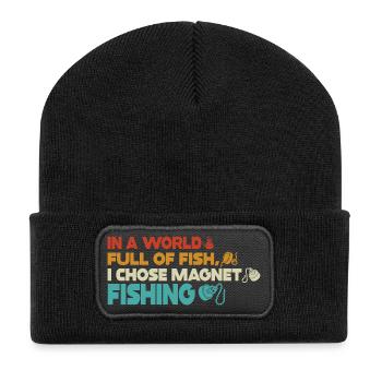 Aimant de pêche en néodyme pour pêcheur magnétique - Beanie recyclé à patch - noir - Devant