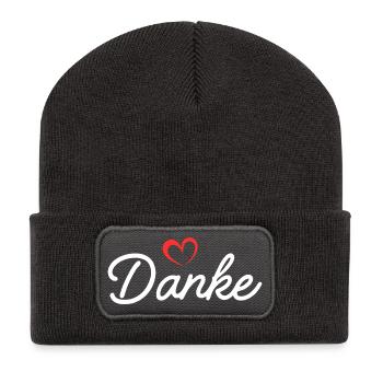Texte de remerciement - Beanie recyclé à patch - charbon - Devant