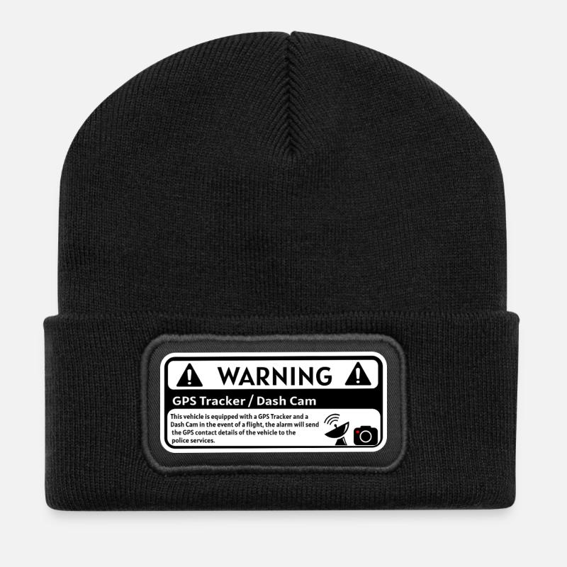 DashCam GPS Warning - Recycled Patch Beanie - black