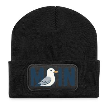 Moin Beach Bird Illustration Sea North Sea Baltic Sea - Recycled Patch Beanie - black - Front