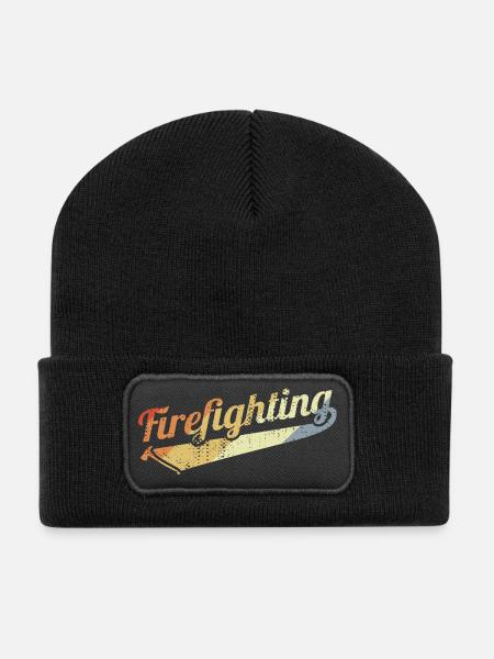 Feuerwehr Vintage Look - Recycelte Patch Beanie - Schwarz