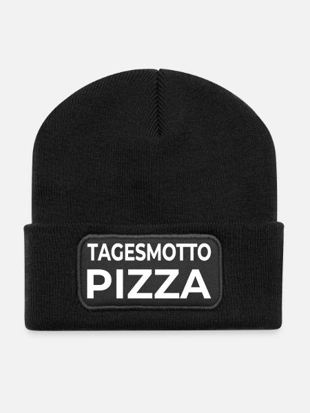 Pizza - Recycelte Patch Beanie - Schwarz