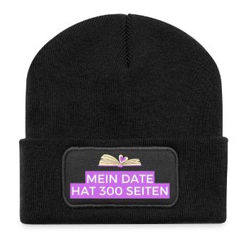 My date has 300 pages - Recycled Patch Beanie - black - Front