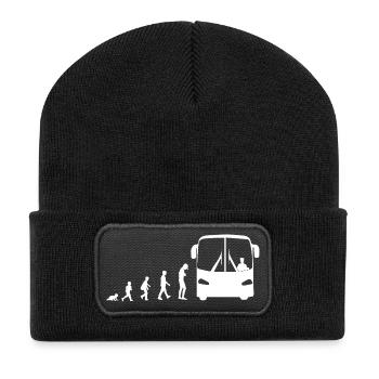 Evolution vom Baby zum Busfahrer - Recycelte Patch Beanie - Schwarz - Vorne