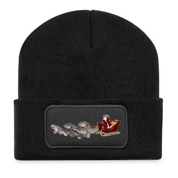 Tazz Gespräche | Fröhliche Meepmas - Recycelte Patch Beanie - Schwarz - Vorne