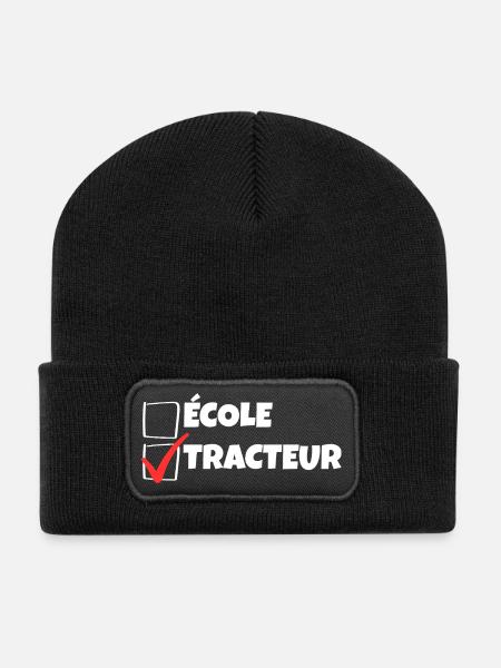 Kleiner Bauer Humor Traktor Kind - Recycelte Patch Beanie - Schwarz