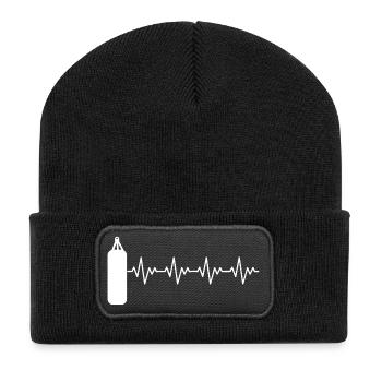 Boxer_2_EKG_weiss - Recycled Patch Beanie - black - Front