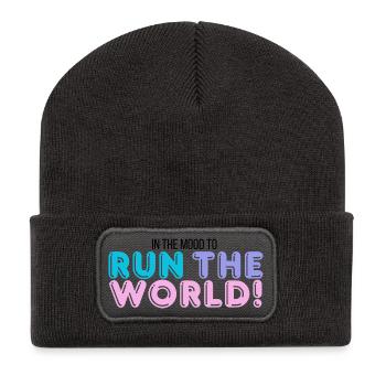 Ich regiere die Welt - Recycelte Patch Beanie - Dunkelgrau - Vorne