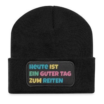 Aujourd'hui est une bonne journée pour faire du vélo. - Beanie recyclé à patch - noir - Devant