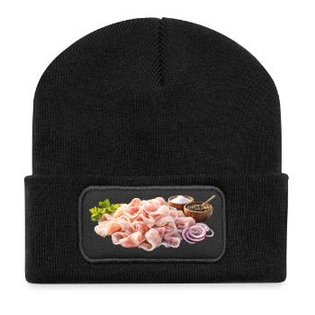 Poisson cru, charcuteries, oignon salé - Stroganina - Beanie recyclé à patch - noir - Devant