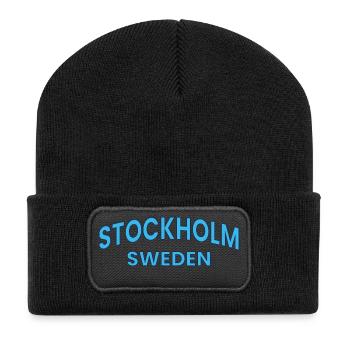 Stockholm Sweden Arc Typography - Recycled Patch Beanie - black - Front