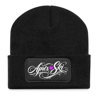 Apres Ski Herz Liebe - Recycelte Patch Beanie - Schwarz - Vorne