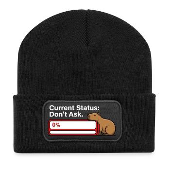 Capybara müde Batterie leerer Humor - Recycelte Patch Beanie - Schwarz - Vorne