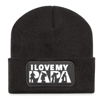 Echte Männer nageln oben lustiger Dachdecker-Slogan - Recycelte Patch Beanie - Dunkelgrau - Vorne