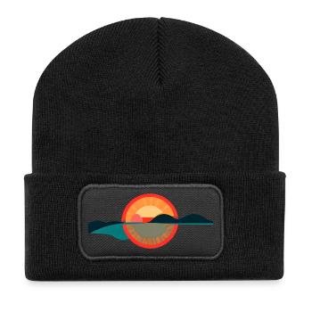 Sunrise Horizon – Minimal Horizon Design - Recycled Patch Beanie - black - Front